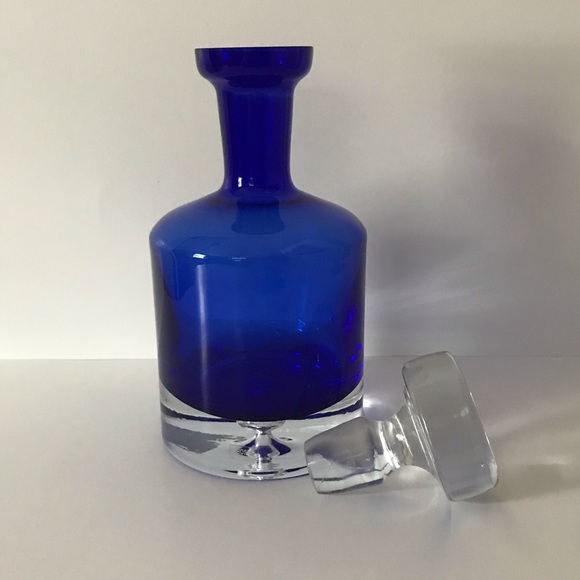 ❌SOLD❌ Krosno Poland Cobalt Blue Bubble Decanter - Picture 4 of 10